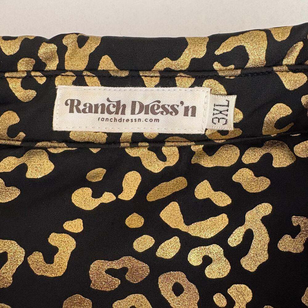 Ranch Dress'n Gold Leopard Performance Rodeo Snap-Front Shirt Women's Plus 3X - Picture 5 of 10